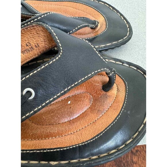 Born Black Leather W3936 T Strap Sandals Flip Flops 11/43 Casual Cushion Shoe - Picture 8 of 11